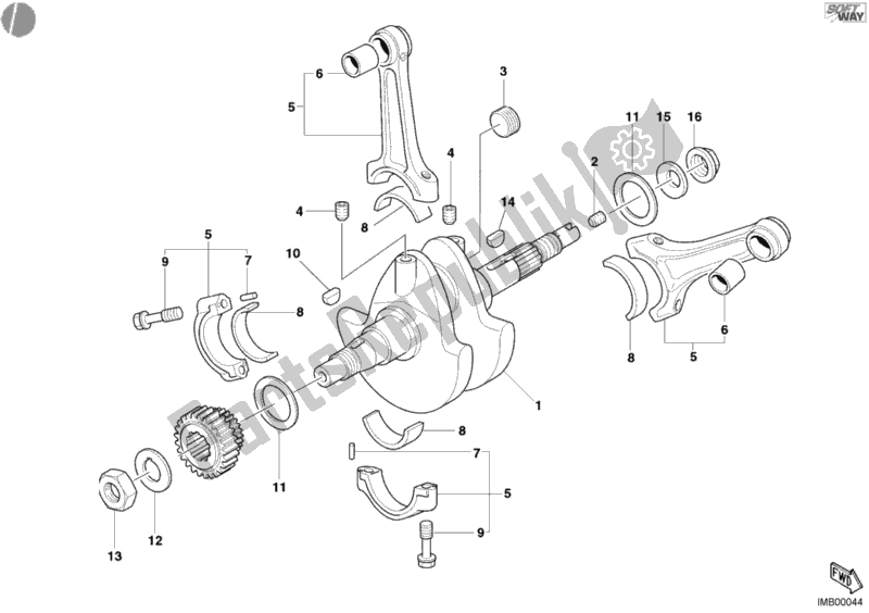 Todas as partes de Virabrequim do Ducati Monster 620 Dark USA 2005